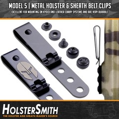 HolsterSmith Universal Metal Belt Clip for Holster Making – (Model 5) – (3-Ho