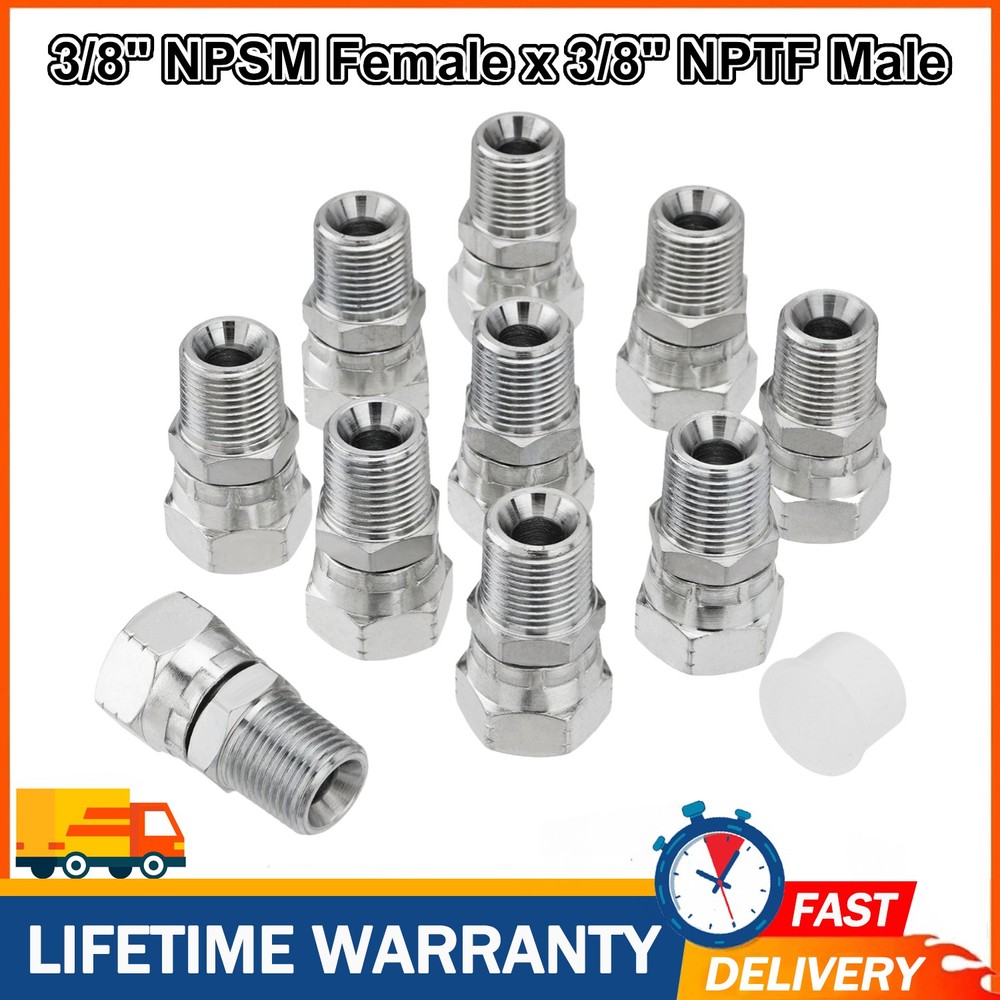 10PCS Hydraulic Hose Fittings: 3/8″ NPSM Female x 3/8″ NPTF Male Swivel Fitting