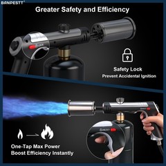Powerful Propane Torch Gun with One-Tap Max Power & Safety Lock, Adjustable F…