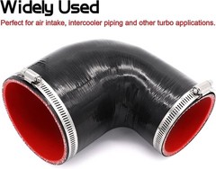 90 Degree ID 3Inch to 4Inch Elbow Coupler Silicone Hose 4-Ply with 2PCS Stainles