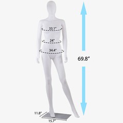 70″ White Female Mannequin Full Body Maniquine Model Stand w/ Adjustable Posture