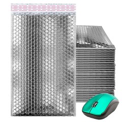 250 Metallic Bubble Mailers 6.5×10.5 DVD Size Silver Padded Envelopes