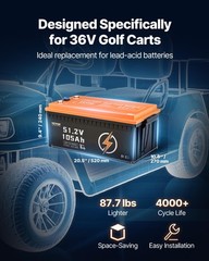 VEVOR 48V 105Ah Golf Cart Lithium Battery 20A Charger LCD Monitor & 4000+ Cycle