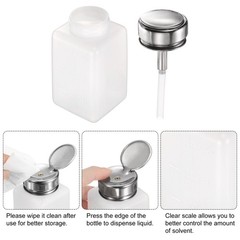 5Pcs, Solvent Alcohol Dispenser 180ml Push Down Nail Polish Remover Bottle White