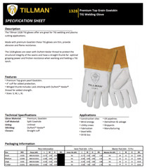 Tillman 1328 Top Grain Pearl Goatskin Leather TIG Protective Welding Gloves S-XL