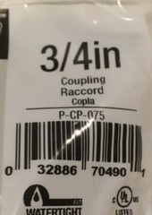 [2 Pack]Southwire SimPush 3/4” Push Install PVC Conduit Couplings # P-CP-075