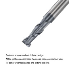 3.5mm Dia 4mm Shank HRC45 Carbide AlTiN Coated 2 Flute Square Nose End Mill 2pcs