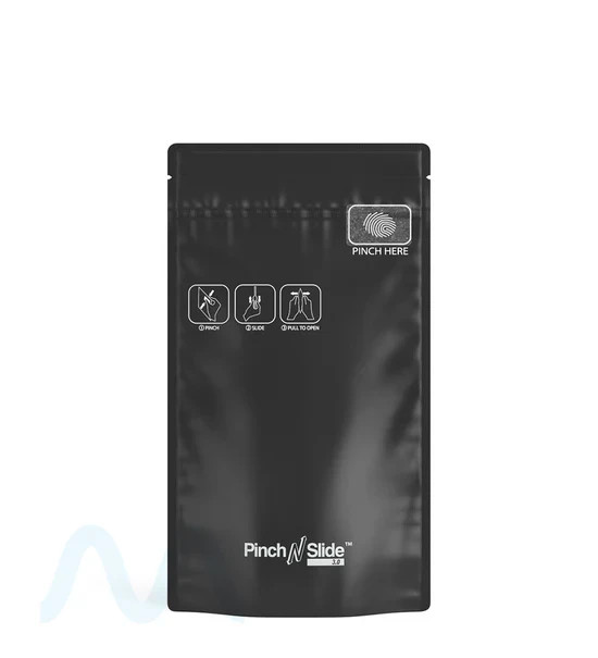100PC Tamper Resistant Pinch & Slide Bottom-Loading Mylar Bags (Matte Black, 7)