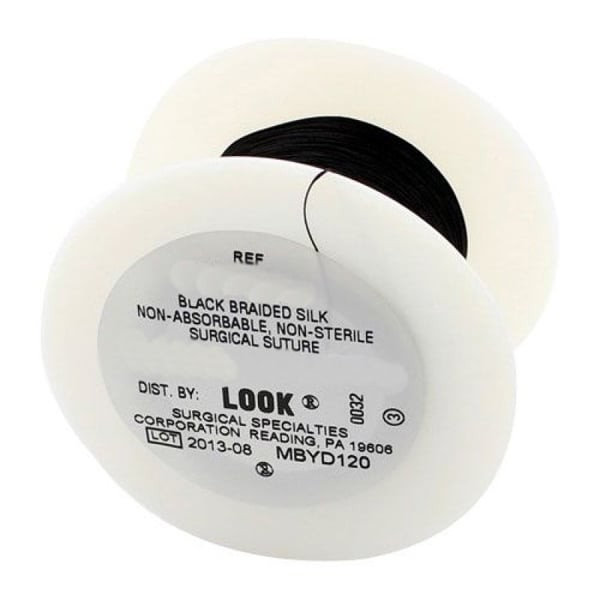 Look SP120 Silk Black Braided Sutures On Spool 1/0 100 Yards