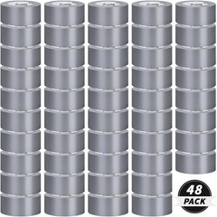 48 Pack Silver Duct Tape Heavy Duty Bulk, 2 inch X 1440 Yards, Strong No Residue