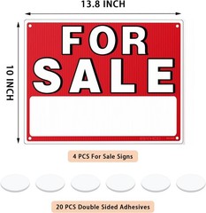 Weather-Resistant 14″x10″ Reusable Car For Sale Sign – 4 Pack with Adhesive Pads