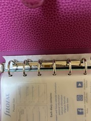 Filofax A6 Light Pink Leather Planner Organiser 6 Ring Zipper Pocket