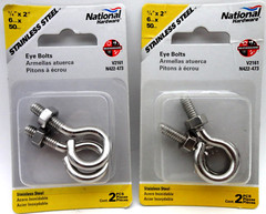 4-Pc National Hardware 1/4″ x 2″ Eye Bolt 85 lb Load Stainless N422-473