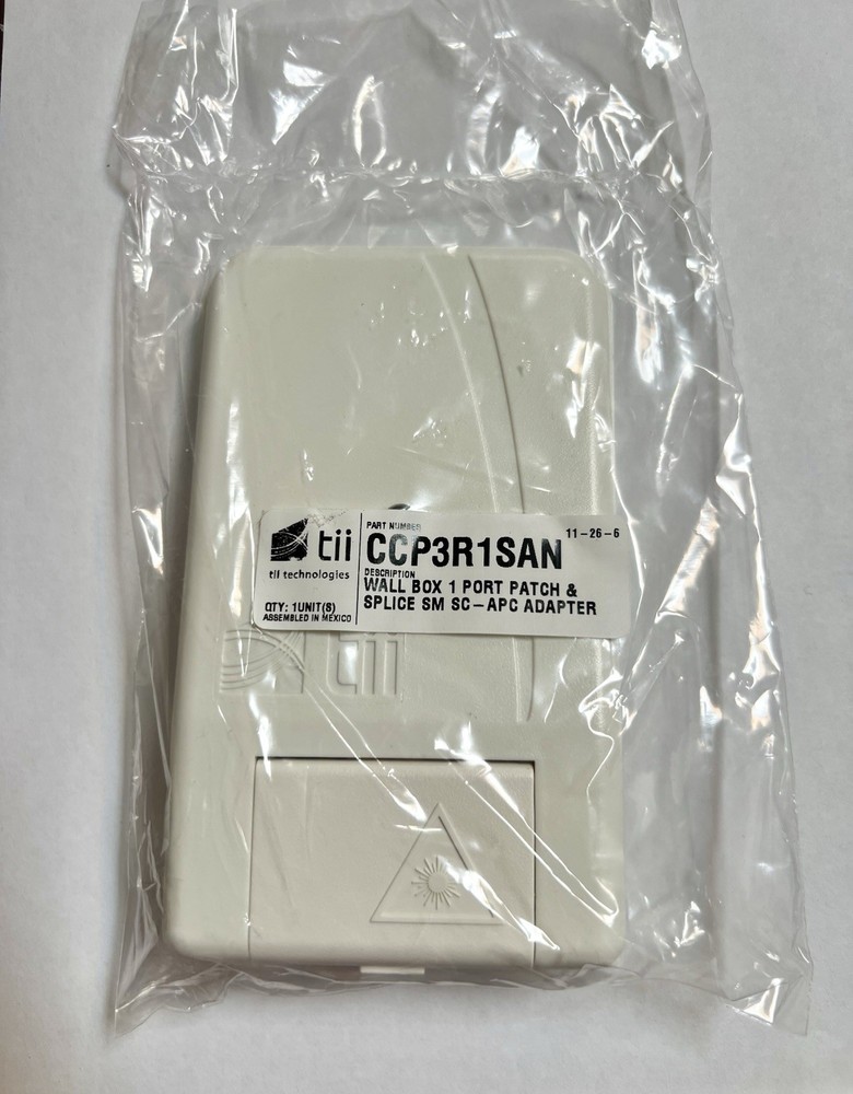 Tii Technologies CCP3R1SAN Wall Box 1 Port Patch Splice SM SC-APC Adapter New