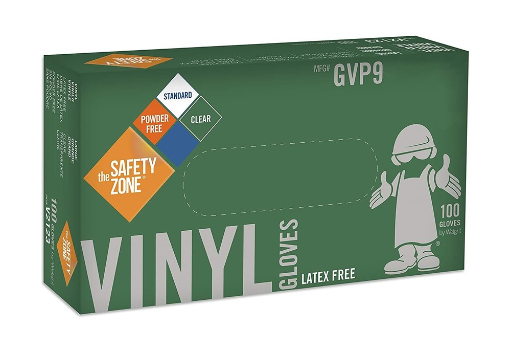 Safety Zone Blue Medium Vinyl Gloves Disposable Powder-Free GVP9 [Box of 100]
