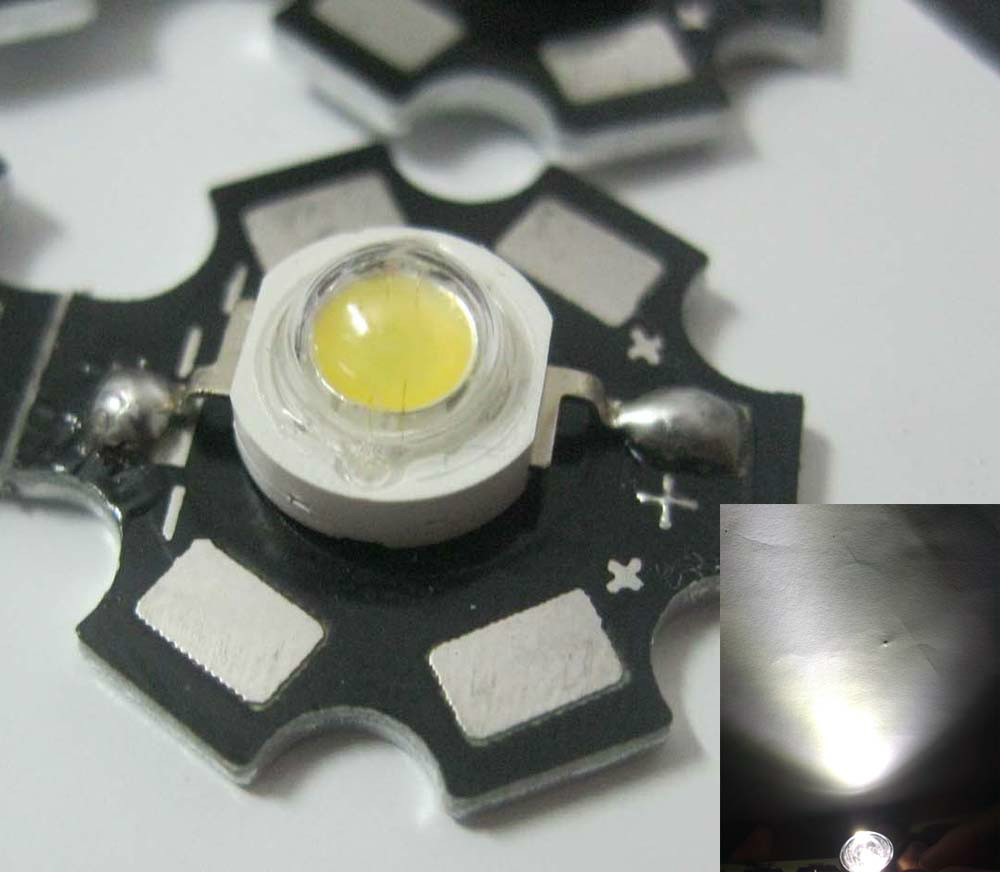 10PCS 1W High Power Cool White LED Light Emitter 6000-6500K with 20mm Heatsink