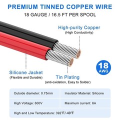 18 AWG Silicone Stranded Wire Kit – 16.5ft Each, 8 Colors, Flexible Tinned Coppe