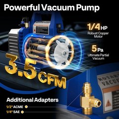 5 Gal Vacuum Chamber with 3.5 CFM 1 Stage Pump for Degassing Tempered Glass Lid