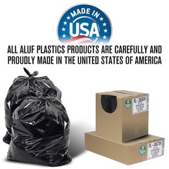 Aluf Plastics 56 Gallon Trash Can Liners (100 100 Count (Pack of 1), Black