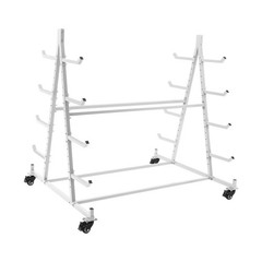 5-Tier Horizontal Material Rack, White Iron Pipe & Lumber Storage with 4 Wheels