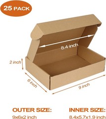 9x6x2 inch Shipping Boxes Bulk 25 Pack Brown Tab Lock Tuck Top Mailer Boxes