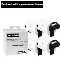 4 PK DK 1241 Address White Paper Labels For Brother QL-1050 1050 BPA FREE 4 x 6″