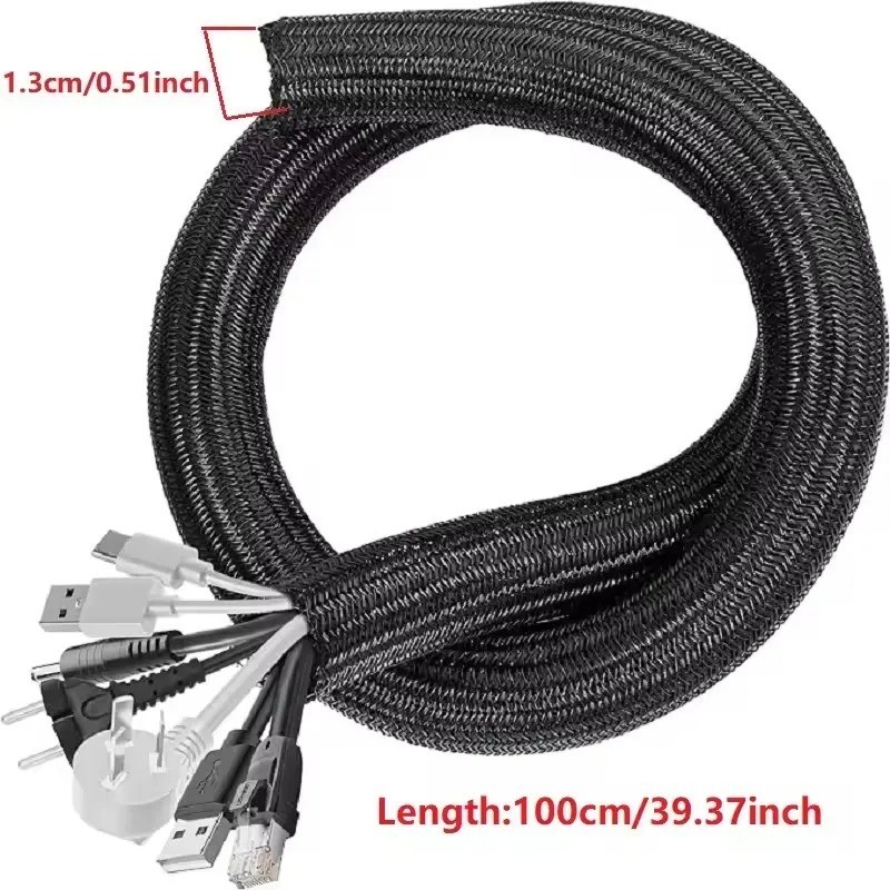 Split Braided Cable Sleeve Nylon Self Wrap Wire Loom Cord Management Protector