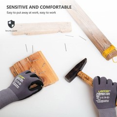 MicroFoam Nitrile Coated Work Gloves – 6 Pairs, Seamless Knit Nylon, Gray