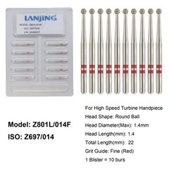 Dental Zirconia Cutting Diamond Burs FG Round End Taper Round Ball Football Z856