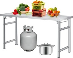 Stainless Steel NSF Commercial Kitchen Work Food Prep Table Single Tier Foldable