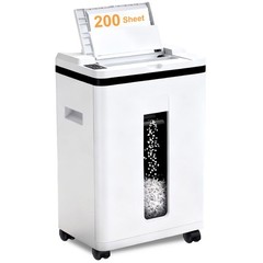 200-Sheet Auto Feed Paper Shredder 22L Micro Cut 40 Min Non-Stop for Office Home