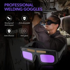 TRQWH Auto Darkening Welding Glasses True Color Solar Powered Safety Goggles