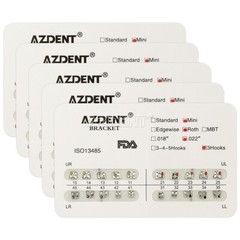 10 Packs Brackets Metálicos de Ortodoncia Dental Mini Roth .022 Ganchos 3 AZDENT