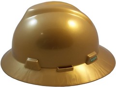 MSA V-Gard Full Brim Hard Hats with One-Touch Suspensions – Gold