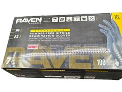 SAS Raven Black Nitrile Gloves Powder Free New 7mil Version (100 Gloves/Box)