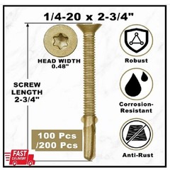 100 Pcs #14 x 2-3/4″ Trailer Deck Screws Self Tapping Sheet Metal Screws Star…