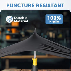 Disposable Nitrile Gloves Large Pack of 100 Black Textured Fingertips Household