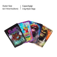 28g Printed Mylar Bags Heat Seal Resealable Zip Food Storage Pouches 100PCS