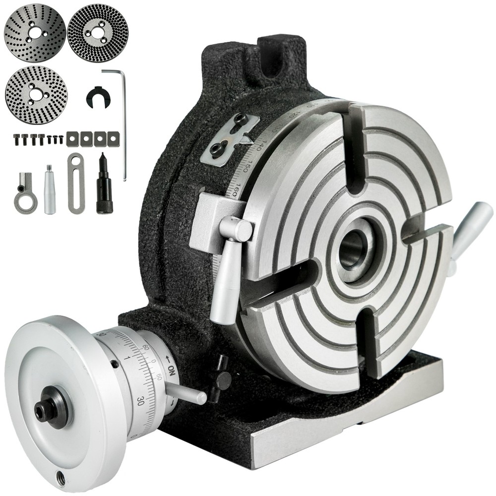 VEVOR 6″ 4-Slot Rotary Table for Milling – Horizontal/Vertical Dividing Plates
