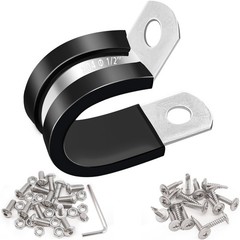 50PCS 1/2 Inch Cable Clamps Stainless Steel Rubber Cushion Insulated Wire Clamp
