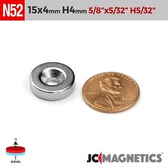 15mm x 4mm Hole 4mm N52 Strong Countersunk Ring Disc Rare Earth Crafts Magnets