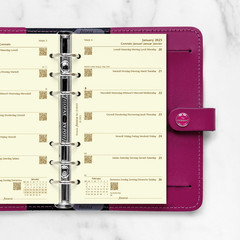 Calendar Diary Refill, Personal/Compact Size, Week on One Page, Cotton Cream