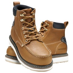HISEA Men’s Moc Toe Work Boots 6 Inch Steel Soft Toe Working Safety Boots Shoes