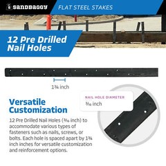 Sandbaggy 30″ Flat Steel Stakes For Concrete Forms With Nail Holes – Reusable