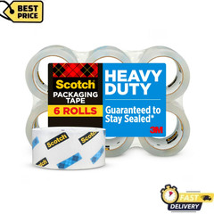 Scotch Heavy-Duty Shipping Packaging Tape Clear 1.88″ x 54.6 yds, 6 Rolls Pack