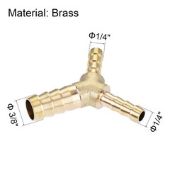 uxcell Reducing Barb Hose Fitting Y Shape Pipe Connector Brass 3/8″ x 1/4″ x