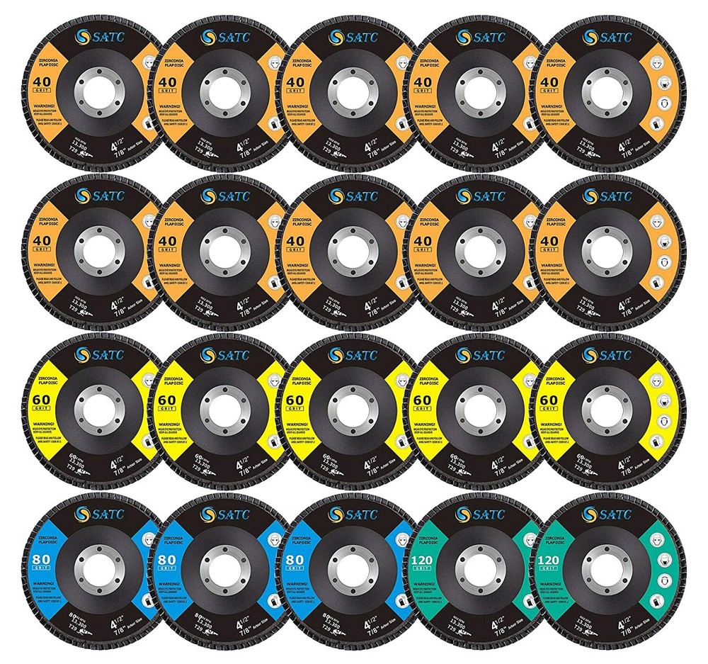 20PCS 4.5″ 4-1/2″ Zirconia Flap Disc 40 60 80 120 Grit Sanding Grinding Wheels
