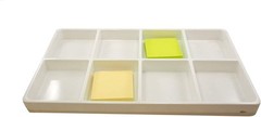 Heavy Duty Jet-Stone 2 Compartment Stackable Plastic Tray Organizer Black/White