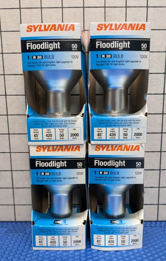 (4)SYLVANIA 50W R20 Narrow Floodlight Philips Director Track Hi Hat Long Neck
