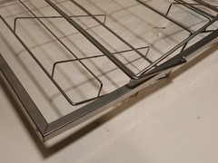 Lot of 2 Unbranded steel display racks, 28 x 16 x 5 in, 3 tiers 14.5×7.5 in each